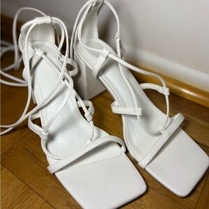 Hello Molly White Strappy Heels